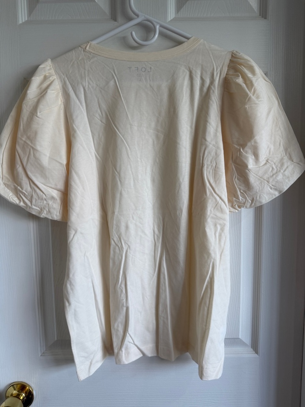 NWT LOFT Ivory Puff-Sleeve Short Sleeve Tee - Picture 7 of 8